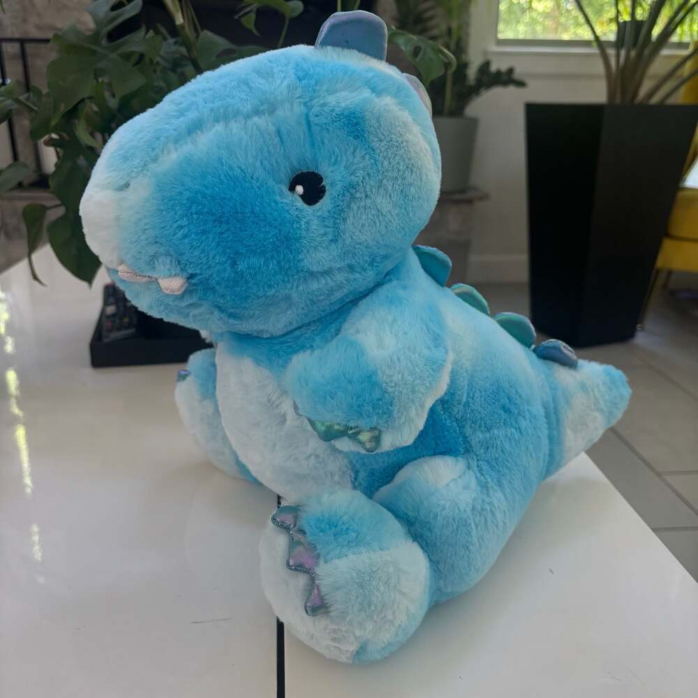 FAO Schwarz Blue Tie-Dye T-Rex Dinosaur Plush with Iridescent Scales